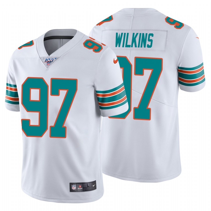Nike Miami Dolphins #97 Christian Wilkins White Alternate Men Stitched NFL 100th Season Vapor Untouchable Limited Jersey->miami dolphins->NFL Jersey